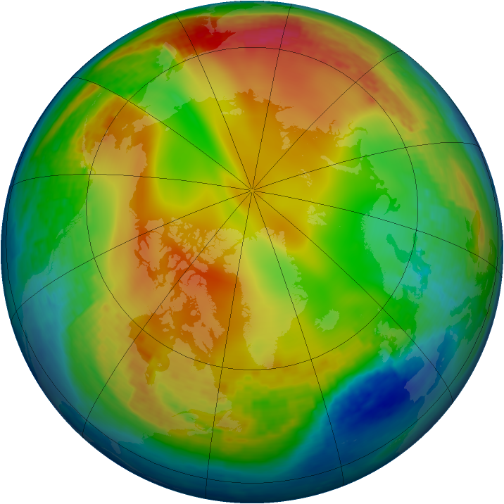 Arctic ozone map for 09 January 2004